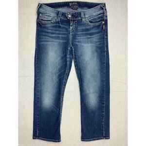 Silver Jeans Womens W29 Blue Tuesday Low Capri
